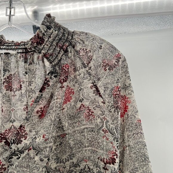 Bucketlist Women's Sheer Smocked V-Neck Top Multicolor Size Small - Picture 4 of 9